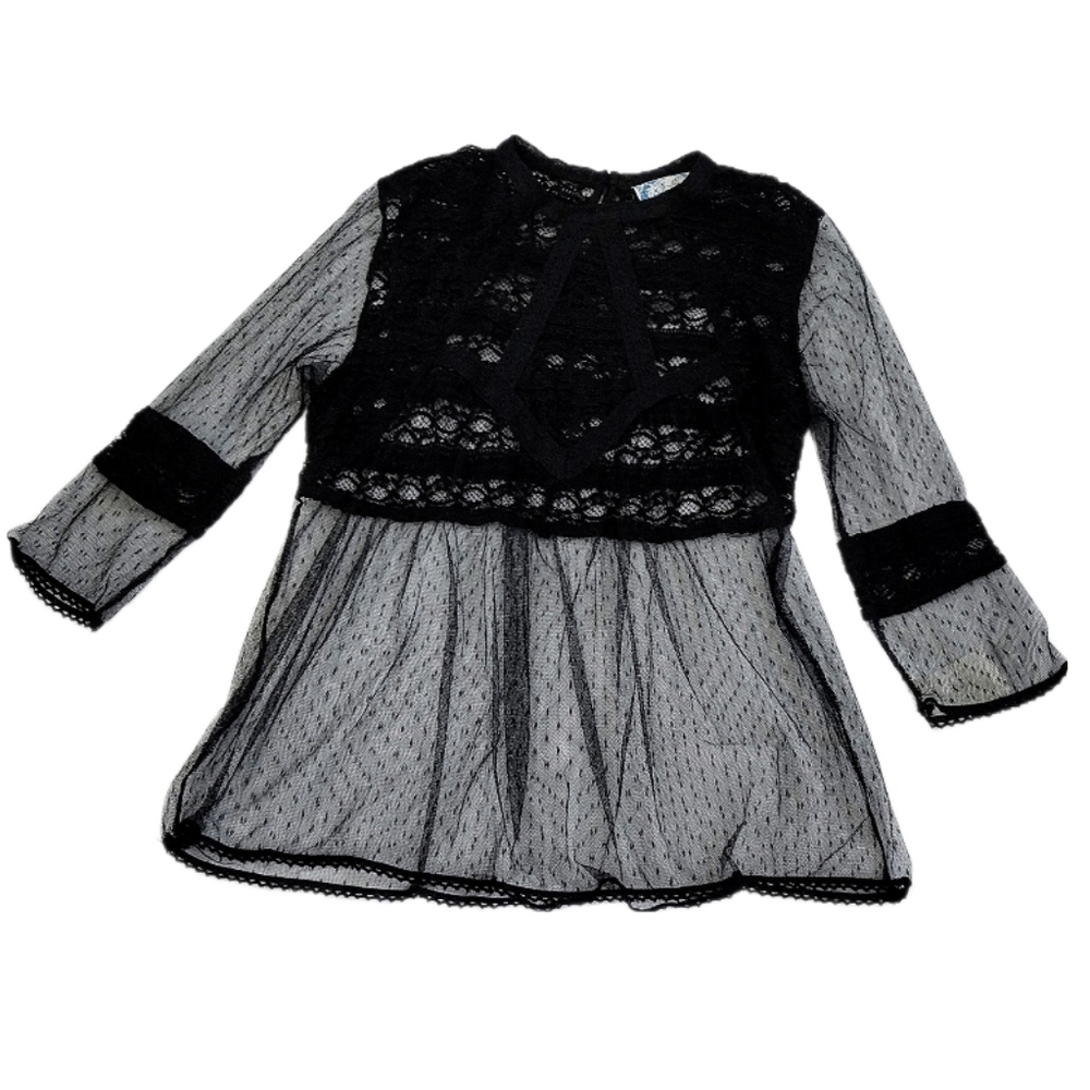 J Gee All Sheer Black Lace Blouse